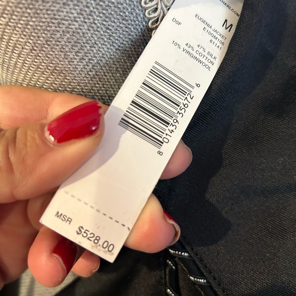 Elie Tahari Black Silk Dress Jacket/Blazer with Crystal Buttons-sz M-NWT - Picture 3 of 10